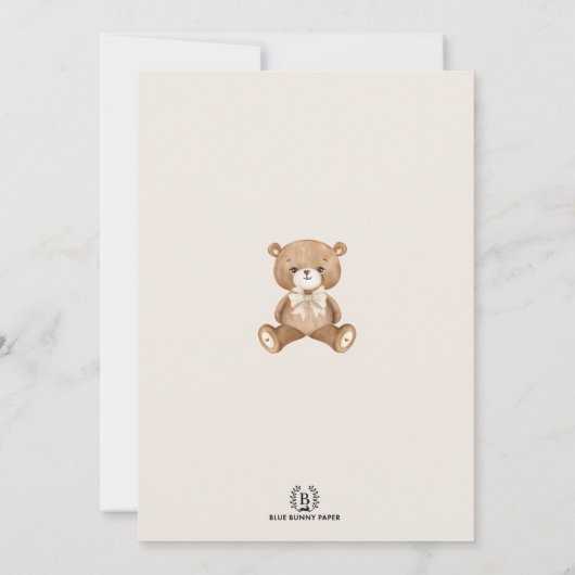 Brown Beary Sweet Teddy Bear Balloons Birthday Inv Kaart (Achterkant)