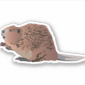 Brown Beaver Sticker (Voorkant)