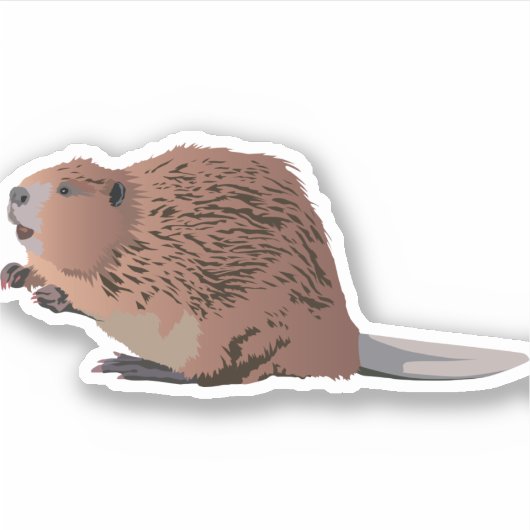 Brown Beaver Sticker (Voorkant)