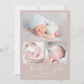 Brown bedankt je script, hart 4 foto's baby geboor aankondiging (Voorkant)