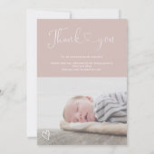 Brown bedankt je script, hart 4 foto's baby geboor aankondiging (Achterkant)