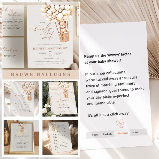 Brown Beer-ballonnen Display Shower Enclosure Card Informatiekaartje