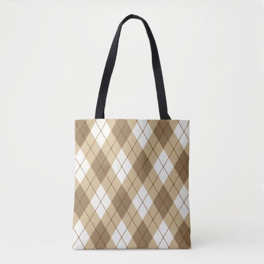 Brown Beige Argyle Canvas tas (Voorkant)