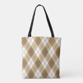 Brown Beige Argyle Canvas tas (Achterkant)