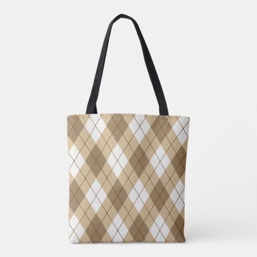 Brown Beige Argyle Canvas tas (Achterkant)