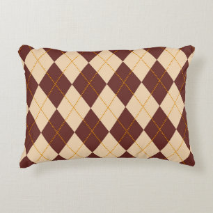Brown Beige Autumn Herfst Argyle Diamond Pattern Accent Kussen