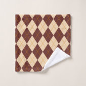 Brown Beige Autumn Herfst Argyle Diamond Pattern Bad Handdoek (Wasdoekje)
