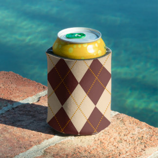 Brown Beige Autumn Herfst Argyle Diamond Pattern Blikjeskoeler