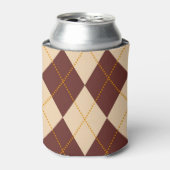 Brown Beige Autumn Herfst Argyle Diamond Pattern Blikjeskoeler (Blikje Voorkant)