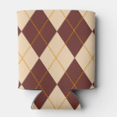 Brown Beige Autumn Herfst Argyle Diamond Pattern Blikjeskoeler (Achterkant)