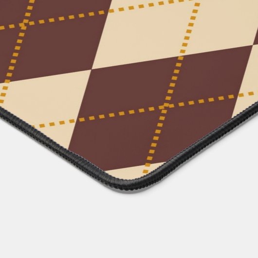 Brown Beige Autumn Herfst Argyle Diamond Pattern Bureaumat (Hoek)