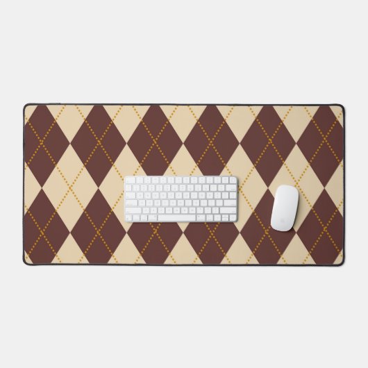 Brown Beige Autumn Herfst Argyle Diamond Pattern Bureaumat (Keyboard & Muis)