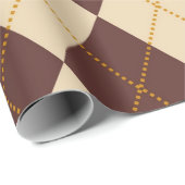 Brown Beige Autumn Herfst Argyle Diamond Pattern Cadeaupapier (Rol Hoek)