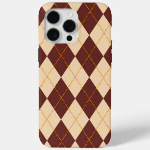 Brown Beige Autumn Herfst Argyle Diamond Pattern iPhone 15 Pro Max Hoesje