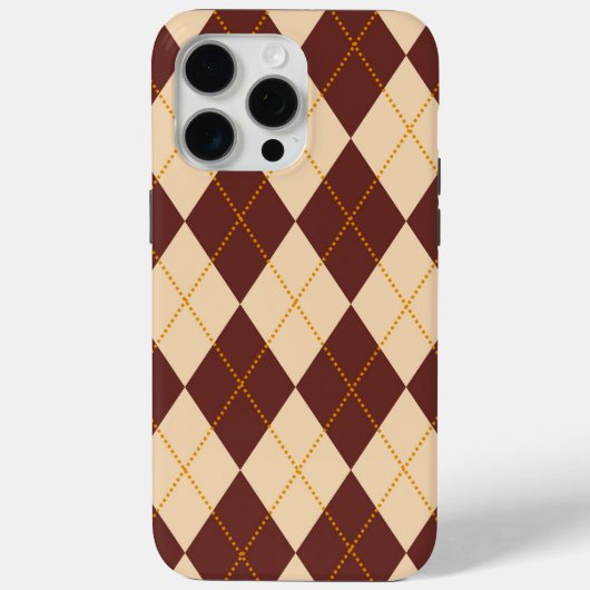 Brown Beige Autumn Herfst Argyle Diamond Pattern Case-Mate iPhone Case (Achterkant)