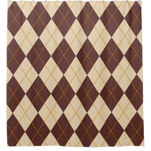 Brown Beige Autumn Herfst Argyle Diamond Pattern Douchegordijn (Voorkant)