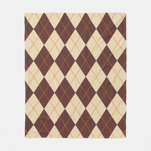 Brown Beige Autumn Herfst Argyle Diamond Pattern Fleece Deken (Voorkant)
