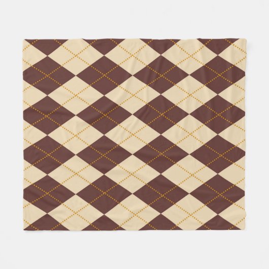 Brown Beige Autumn Herfst Argyle Diamond Pattern Fleece Deken (Voorkant (Horizontaal))
