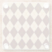 Brown Beige Autumn Herfst Argyle Diamond Pattern Glazen Onderzetter (Achterkant)