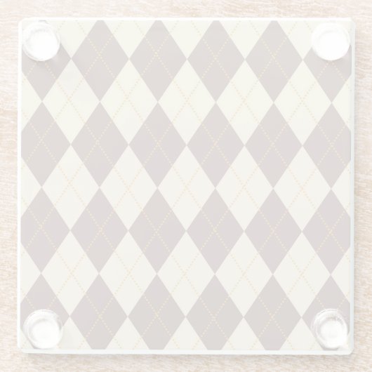 Brown Beige Autumn Herfst Argyle Diamond Pattern Glazen Onderzetter (Achterkant)