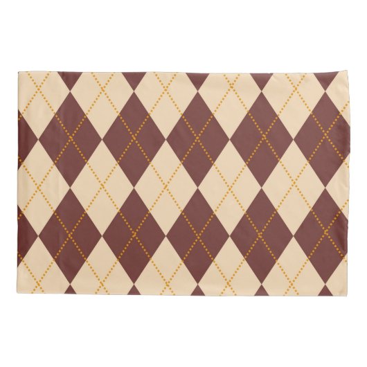 Brown Beige Autumn Herfst Argyle Diamond Pattern Kussensloop (Achterkant)