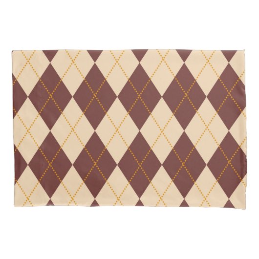 Brown Beige Autumn Herfst Argyle Diamond Pattern Kussensloop (Voorkant)