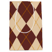 Brown Beige Autumn Herfst Argyle Diamond Pattern Medium Cadeauzakje (Voorkant)