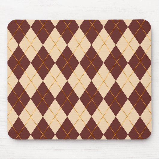 Brown Beige Autumn Herfst Argyle Diamond Pattern Muismat (Voorkant)