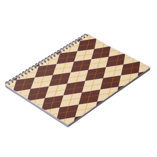 Brown Beige Autumn Herfst Argyle Diamond Pattern Notitieboek (Linkerzijde)