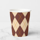 Brown Beige Autumn Herfst Argyle Diamond Pattern Papieren Bekers (Achterkant)