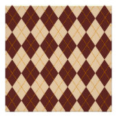 Brown Beige Autumn Herfst Argyle Diamond Pattern Perfect Poster (Voorkant)