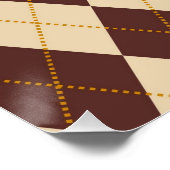 Brown Beige Autumn Herfst Argyle Diamond Pattern Perfect Poster (Hoek)