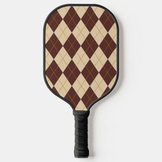 Brown Beige Autumn Herfst Argyle Diamond Pattern Pickleball Paddle (Voorkant)