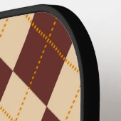 Brown Beige Autumn Herfst Argyle Diamond Pattern Pickleball Paddle (Links Detail)