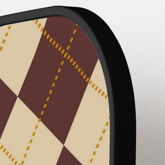 Brown Beige Autumn Herfst Argyle Diamond Pattern Pickleball Paddle (Links Detail)