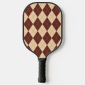 Brown Beige Autumn Herfst Argyle Diamond Pattern Pickleball Paddle (Achterkant)