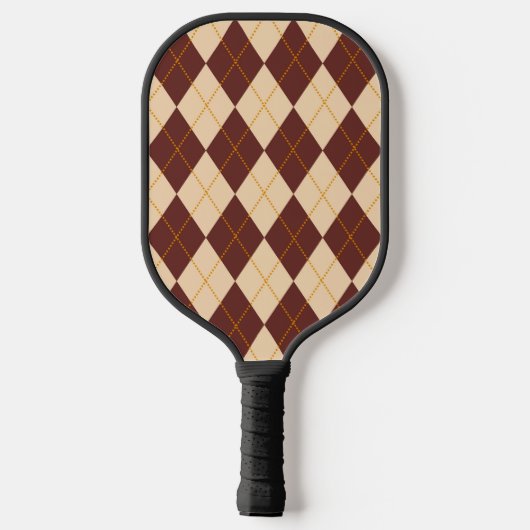 Brown Beige Autumn Herfst Argyle Diamond Pattern Pickleball Paddle (Achterkant)