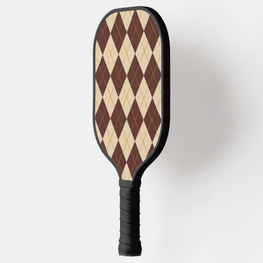 Brown Beige Autumn Herfst Argyle Diamond Pattern Pickleball Paddle (Links)