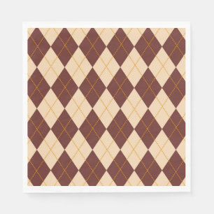 Brown Beige Autumn Herfst Argyle Diamond Pattern Servet