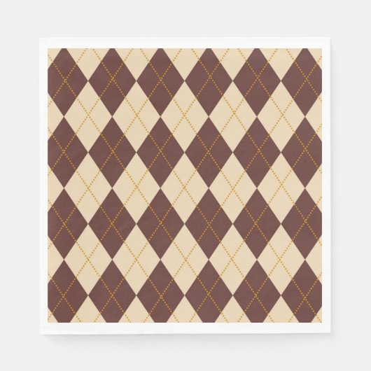 Brown Beige Autumn Herfst Argyle Diamond Pattern Servet (Voorkant)