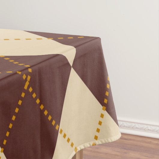 Brown Beige Autumn Herfst Argyle Diamond Pattern Tafelkleed (Voorbeeld)