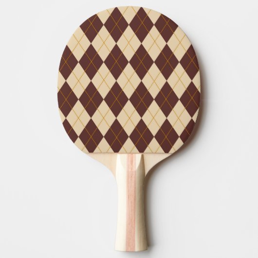 Brown Beige Autumn Herfst Argyle Diamond Pattern Tafeltennisbatje (Voorkant)
