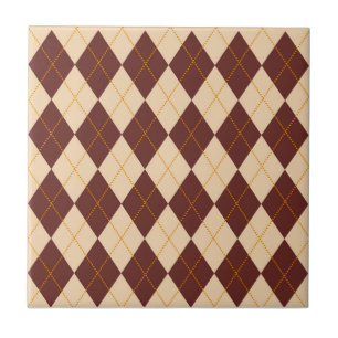 Brown Beige Autumn Herfst Argyle Diamond Pattern Tegeltje
