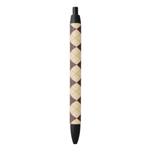 Brown Beige Autumn Herfst Argyle Diamond Pattern Zwarte Inkt Pen (Voorkant Verticaal)