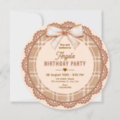 Brown beige bow plaid birthday kaart (Voorkant)