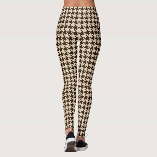 Brown Beige Pied De Poule Houndstooth Leggings (Achterkant)