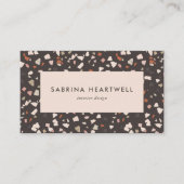 Brown Beige Rust Terrazzo Pattern Interior Design Visitekaartje (Voorkant)