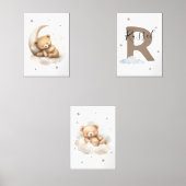 Brown Beige Teddy Bear Nursery Wall Art Sets (Voorkant)