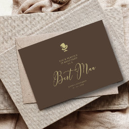 Brown Best Man Chic Wedding Simple proposal Kaart