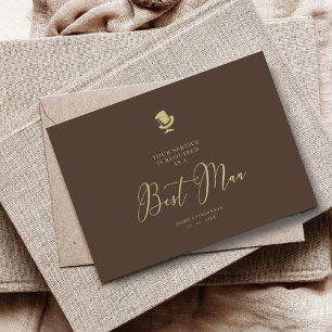 Brown Best Man Chic Wedding Simple proposal Kaart